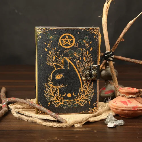 Miniatura 4 de Diario en Blanco Libro de Hechizos Diario de las Sombras Pequeña Bruja Gato Impreso Suministros de Brujería Cuaderno de Wicca Hecho a Mano Papel