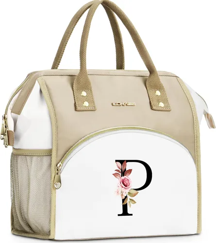Miniatura 22 de Lonchera con inicial para mujer, lonchera térmica para niñas, lonchera grande para adultos, a prueba de fugas, para trabajo de picnic, bolsa de mano