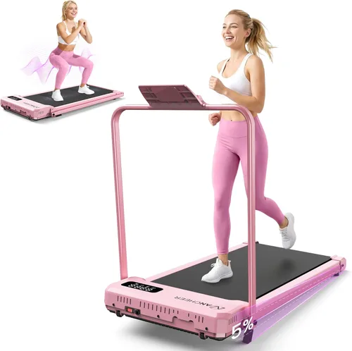 Miniatura 10 de Caminadora pequeña con inclinación – Cintas de correr para debajo del escritorio con barra de asa, cintas de correr plegables portátiles compactas