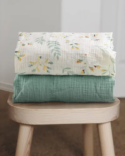 Miniatura 152 de Blissful Diary Sábanas de muselina para cuna para niñas, sábana de bebé de algodón suave bohemio para colchón de cuna estándar de 52 x 28 pulgadas