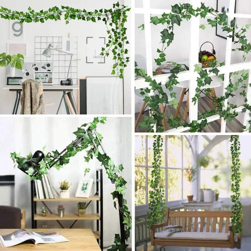 Miniatura 7 de Hojas de hiedra artificial de 84 pies, guirnalda colgante de vid falsa, follaje para el hogar, cocina, jardín, oficina, boda, decoración de pared