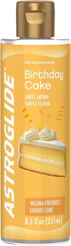 Astroglide Lubricante personal con sabor a pastel (8.5 oz), lubricante para hombres, mujeres y parejas, sabor delicioso, hipoalergénico, seguro para
