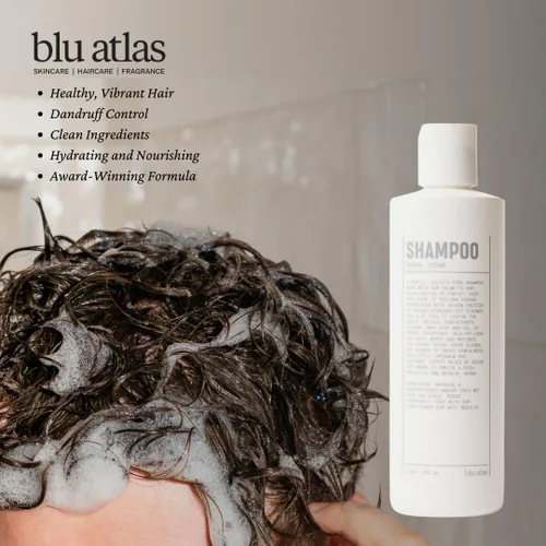 Miniatura 2 de Blu Atlas Champú natural para hombre – Orgánico, sin sulfatos ni parabenos – Limpieza profunda e hidratante – Aroma de cedro Santal – Hecho