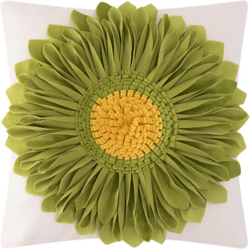 Miniatura 22 de OiseauVoler - Funda de cojín decorativa, hecha a mano, con girasol 3D, para sala de estar, hogar, cama, decoración de 18x18 pulgadas Azul-azul