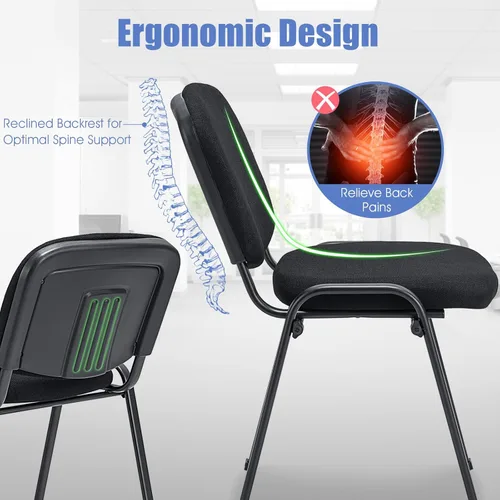 Miniatura 5 de Tangkula Juego de 2 sillas de sala de conferencias, sillas apilables para invitados de oficina con respaldo y asiento tapizados, sillas ergonómicas