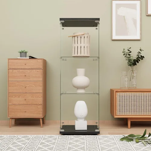 Miniatura 15 de LFT HUIMEI2Y Vitrina de cristal con puerta y cerradura, gabinete Curio de 4 niveles para coleccionables, figuras, vino, vitrina de vidrio templado