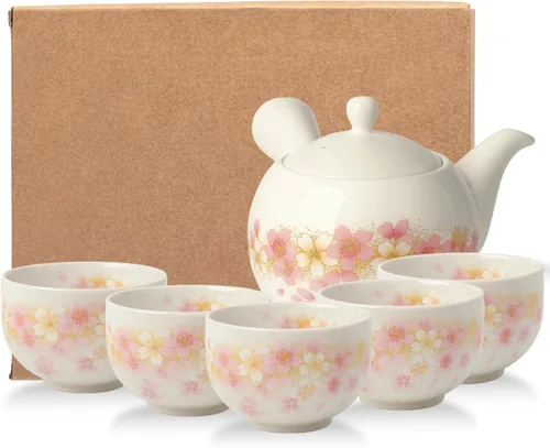 Miniatura 10 de JapanBargain 4701, juego de té japonés de porcelana para adultos, té chino asiático oriental estilo china, flor de cerezo, hecho en Japón (Sakura)