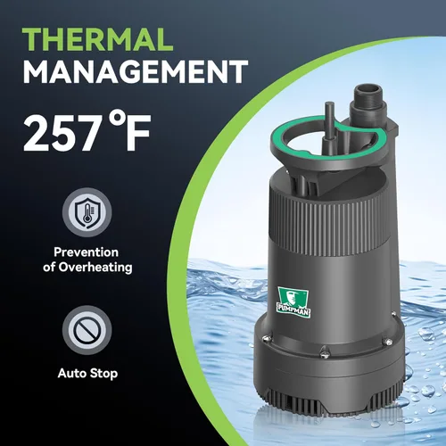 Miniatura 5 de PUMPMAN Bomba de agua portátil de 1/4 HP, bomba sumergible de utilidad de 2110 GPH con manguera de jardín de 3/4 pulgadas, adaptador de válvula