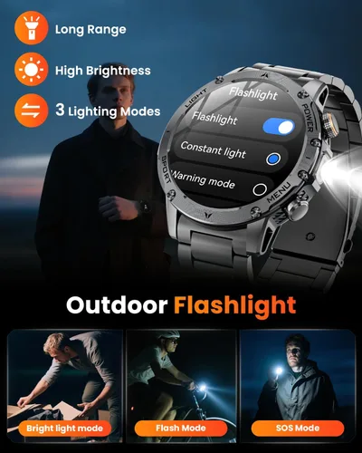 Miniatura 5 de Relojes inteligentes militares para hombres (respuesta/llamadas de marcación), reloj inteligente con batería de 1000 mAh, rastreador de fitness