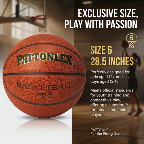 Miniatura 3 de Basketball Ball – Official Size– Composite Leather Indoor/Outdoor Basketball for Men, Women & Girls, with Pump Marrón-NO.6