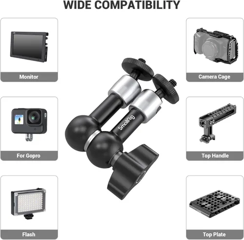 Miniatura 5 de SmallRig Brazo mágico articulado de fricción ajustable de 5,5 pulgadas, con ambos tornillos de 1/4" para el monitor LCD/luces LED