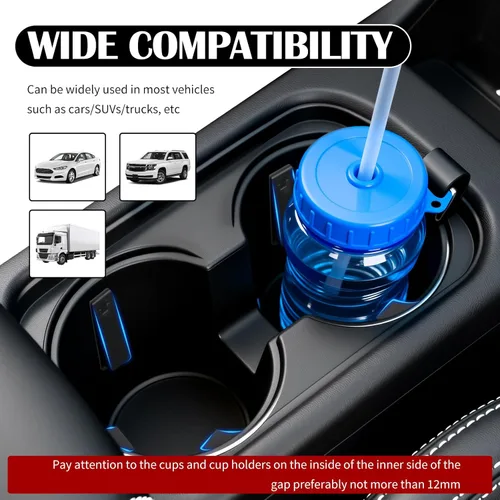 Miniatura 7 de 6 PCS Insertos de Portavasos de Silicona para Automóvil, Posavasos Curvos Antivibración para Automóvil, Estabilizador de Portavasos para Sostener
