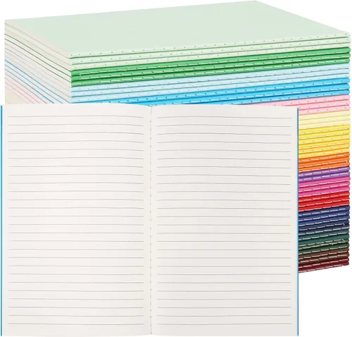 LABUK 48 piezas de cuadernos A5 a granel, cuadernos rayados de 5.5 x 8.5 pulgadas, cuadernos en blanco para escribir, oficina, escuela, 60 páginas,