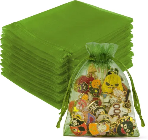 Miniatura 19 de Crweety 50 Piezas Bolsas de Organza Doradas de 3 x 4 Pulgadas, Pequeñas Bolsas de Regalo de Malla con Cordón para Favores de Boda, Despedida