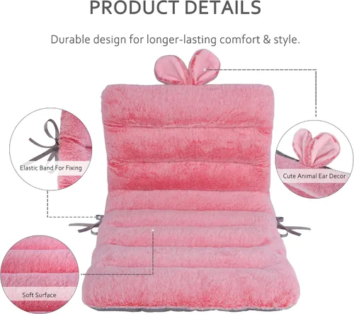 Miniatura 3 de ELFJOY Cojín para silla de escritorio, 33.5 in, cojín para silla de oficina, cojín de asiento con soporte para espalda, cojín de tumbona con banda