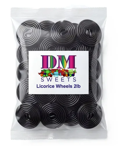 Miniatura 2 de Black Regaliz Wheels Candy Bolsa de 2 lb – Soft Chewy Classic Twists Bulk Retro Snack Treats. Aproximadamente 80 ruedas por bolsa
