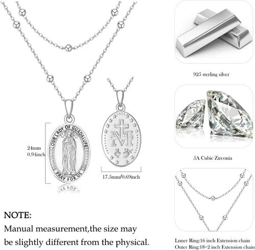 Miniatura 42 de Collar con colgante de plata de ley 925 con medalla de San Patrón, joyería religiosa para hombres y mujeres, con cadena de acero inoxidable 316L