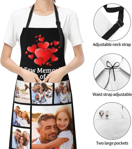 Miniatura 6 de EAQ Delantales personalizados para mujeres y hombres, delantales personalizados con foto personalizada para cocinar, servir, cafetería Delantal
