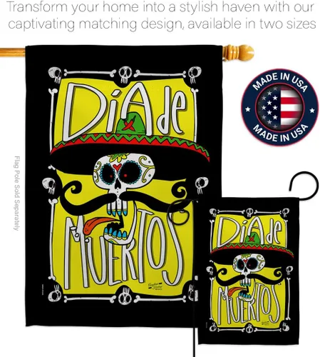 Miniatura 4 de Dia De Los Muertos Decoraciones Otoño Día de Muertos Decoración Habitación Hogar Mexico Mexicanos Ourdoor Interior Halloween Bandera Tapiz Césped