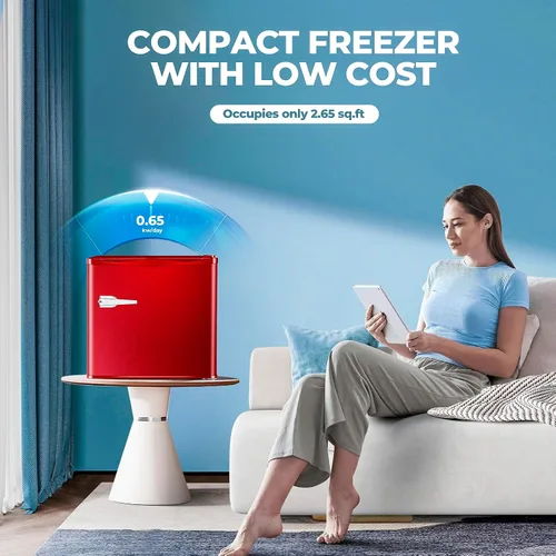 Miniatura 4 de Electactic - Congelador mini de 1.2 pies cúbicos, pequeño congelador vertical con estante removible y control de temperatura ajustable en 7 niveles