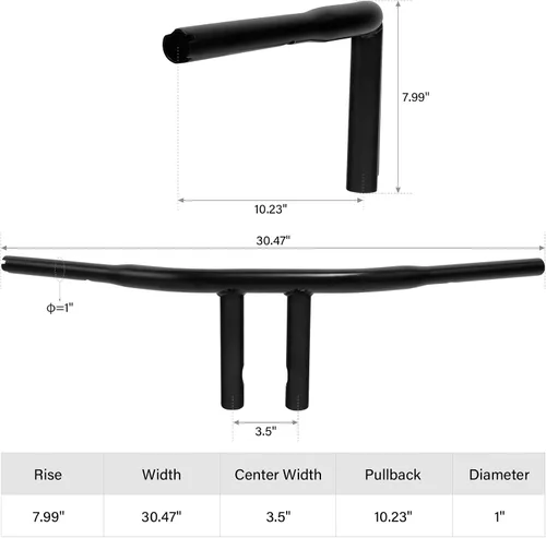 Miniatura 5 de TCT-MOTORPARTS Negro 8 "Rise 1 1/4 '' Fat T-Bar Manillar Ajuste Para Harley Dyna Wide Glide Fat Bob