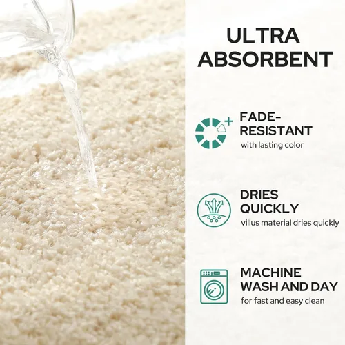 Miniatura 5 de HOMEIDEAS Alfombra de baño, suave y absorbente de agua, alfombra de microfibra de felpa esponjosa antideslizante para bañera y ducha