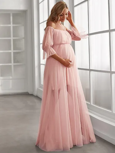 Miniatura 4 de Ever-Pretty Vestido de maternidad de tul con hombros descubiertos para mujer 20862