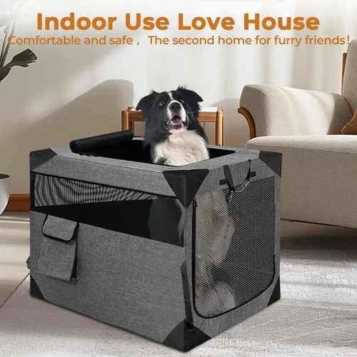 Miniatura 7 de Nottia Jaula para perros, plegable y suave para perros grandes (3 años de garantía), para interiores y exteriores, portátil, con ventana de malla a