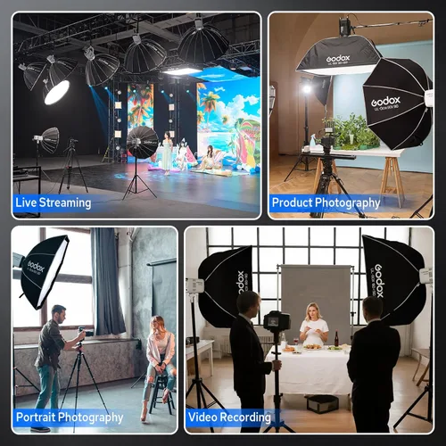Miniatura 7 de Godox Litemons LE300Bi - Luz de video LED bicolor de 300 W, 58900Lux@1M CRI98+ Studio Bright con control de aplicación, 11 efectos FX, 0-100%