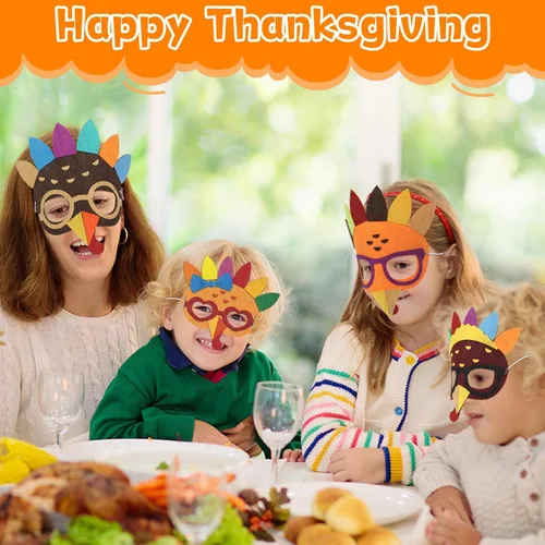 Miniatura 7 de Qyeahkj Kit de manualidades de máscara de pavo de Acción de Gracias, 126 piezas, espuma de fieltro de otoño, manualidades para niños de 3 a 5, 4 a