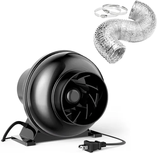 Miniatura 12 de iPower - Ventilador en línea de 4 pulgadas, filtro de carbono de aire, conductos negros de 2.4 m, controlador de velocidad, gancho de cuerda