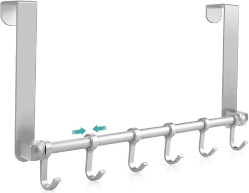 Miniatura 10 de MGahyi Ganchos para colgar sobre la puerta, 6 ganchos móviles, toallero para colgar sobre la puerta, colgador de abrigos de puerta, brazos largos