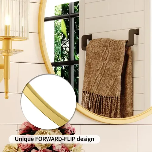 Miniatura 4 de Growsun - Espejo redondo dorado de 24 pulgadas, espejo circular de pared para tocador de baño, entrada o sala de estar con marco de metal