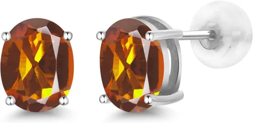 Miniatura 276 de Gem Stone King Aretes de oro de 14 quilates con piedra natal ovalada de 0.315 x 0.236 in Aretes de oro para mujer
