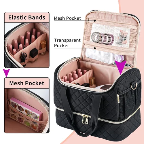 Miniatura 4 de GR69N Estuche organizador de esmalte de uñas, organizador de almacenamiento de uñas que sostiene lámpara de uñas y 50 botellas de esmalte de uñas