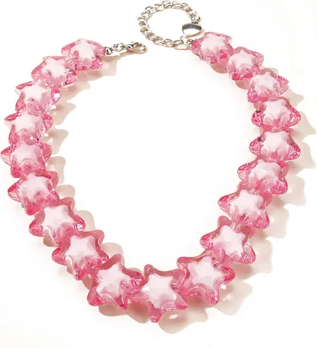 Moda Big Star resina semilla gargantilla corazón colorido caramelo color acrílico collar con cuentas grandes Strand Collares para mujeres niñas