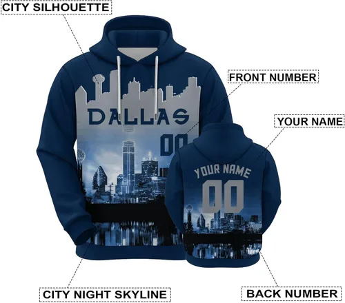 Miniatura 39 de Custom Football Hoodies City Night Skyline Personalized Sweatshirt Name Number Fan Gift Pullover for Men Women Youth