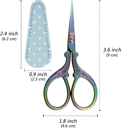 Miniatura 2 de Tijeras de bordado bonitas de 3.6 pulgadas para manualidades, costura, roscado, tijeras de costura con cubierta de tijera de cuero para coser