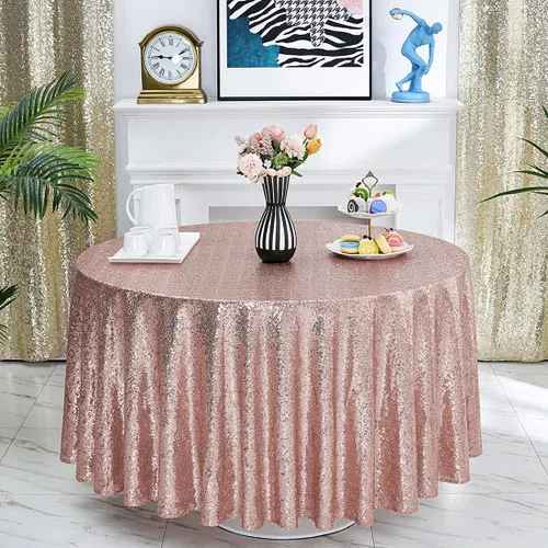 Miniatura 27 de Hahuho Mantel rectangular de lentejuelas de 50x80 pulgadas, color champán, mantel con purpurina para decoración de despedida de soltera, cumpleaños