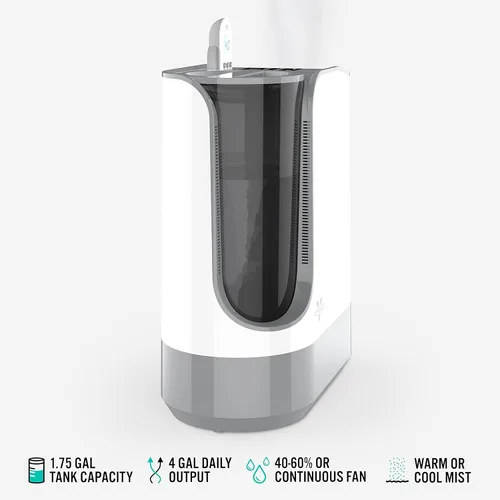 Miniatura 4 de Vornado UH200 humidificador ultrasónico con humidificación de habitación completa asistida por ventilador, control automático de humedad, control