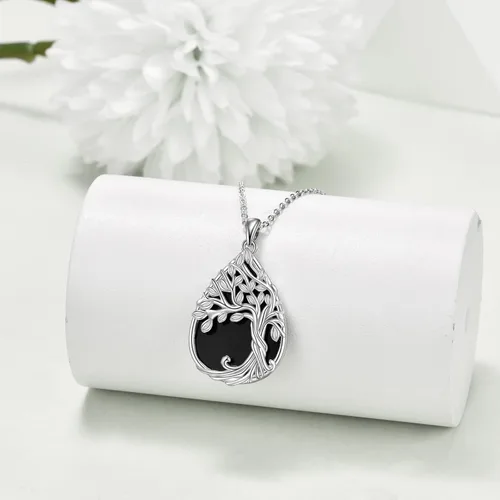 Miniatura 46 de ONEFINITY Collar de plata de ley 925 con diseño de árbol de la vida con colgante de nudo celta de concha de abulón para mujer