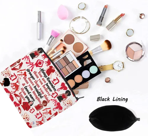 Miniatura 3 de LEVLO Bolsa de maquillaje de hermandad de elefante rojo, regalos inspirados en hermandad, eres más valiente y más inteligente de lo que piensas