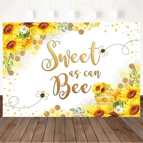 Miniatura 2 de Sweet as can Bee - Telones de fondo de fotografía de cumpleaños de bebé, decoración de fiesta de girasol, decoración de fiesta de recién nacido