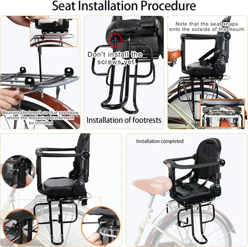 Miniatura 6 de Asiento trasero de bicicleta para niños, asiento trasero de bicicleta para niños, asiento de bicicleta para adultos para bebés de 6 meses a 6 años