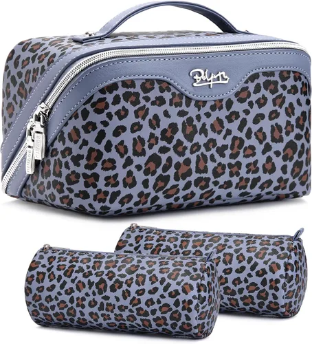 Miniatura 17 de BOYATU Bolsas de maquillaje de viaje Bolsa organizadora de cosméticos: Juego de 3 bolsas de maquillaje de gran capacidad, bolsas de aseo de piel