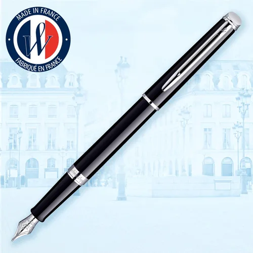 Miniatura 2 de Waterman - Pluma estilográfica negra con embellecedor dorado Hemisphere, Negro