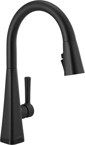 Miniatura 16 de Delta Lenta - Grifo de cocina negro mate con rociador extraíble, moderno grifo de fregadero de cocina de un solo agujero, mango único, negro mate