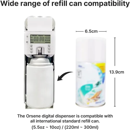 Miniatura 4 de Dispensador automático de fragancias LCD, montaje en pared/ABS de pie, dispensador de ambientador automático programable en aerosol para baño, Gris