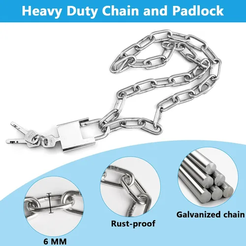 Miniatura 3 de Cerradura de cadena de seguridad de acero inoxidable resistente de 40 pulgadas, cadena y cerradura de 0.197 in x 3.3 ft, cerraduras de piñón