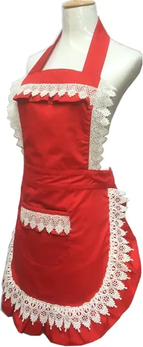 Miniatura 2 de Hyzrz Lindos Delantales Ajustables para Trabajo en Casa, Tienda, Cocina, para Mujeres y Niñas, con Bolsillo para Pasteles, para Regalo, Rojo